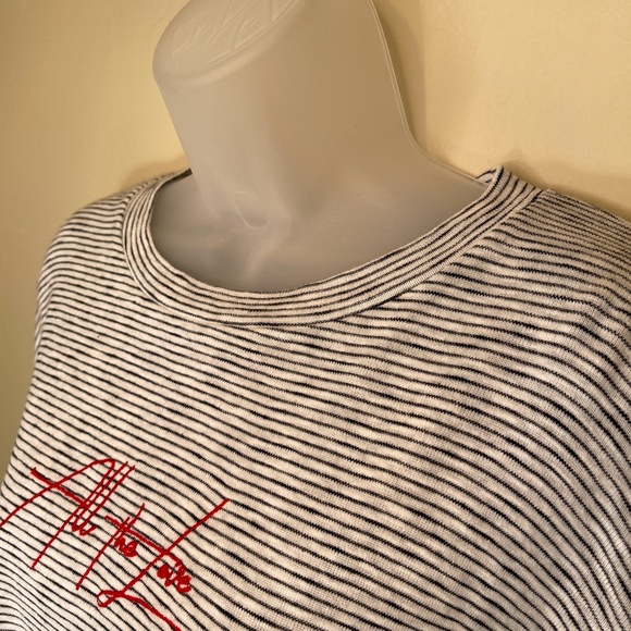 Topshop | “All The Love” Embroidered Striped VSCO Retro Vibes Long Sleeve Shirt - Picture 5 of 11